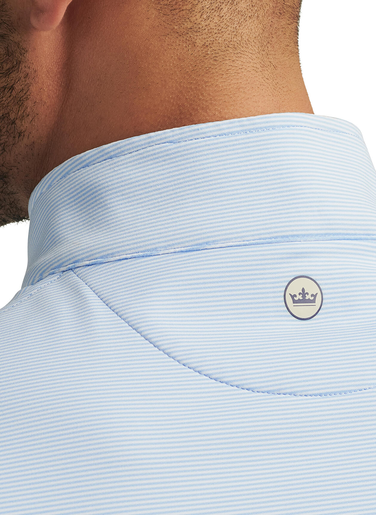 Peter Millar Men's Perth Sugar Stripe Quarter-Zip - Cottage Blue / White - XL