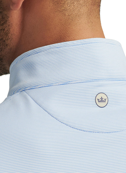 Peter Millar Men's Perth Sugar Stripe Quarter-Zip - Cottage Blue / White - XL