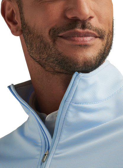 Peter Millar Men's Perth Sugar Stripe Quarter-Zip - Cottage Blue / White - XXL