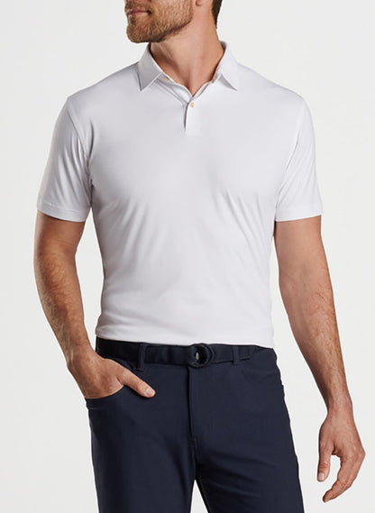 Peter Millar Men's Featherweight Mélange Performance Polo - White - MD
