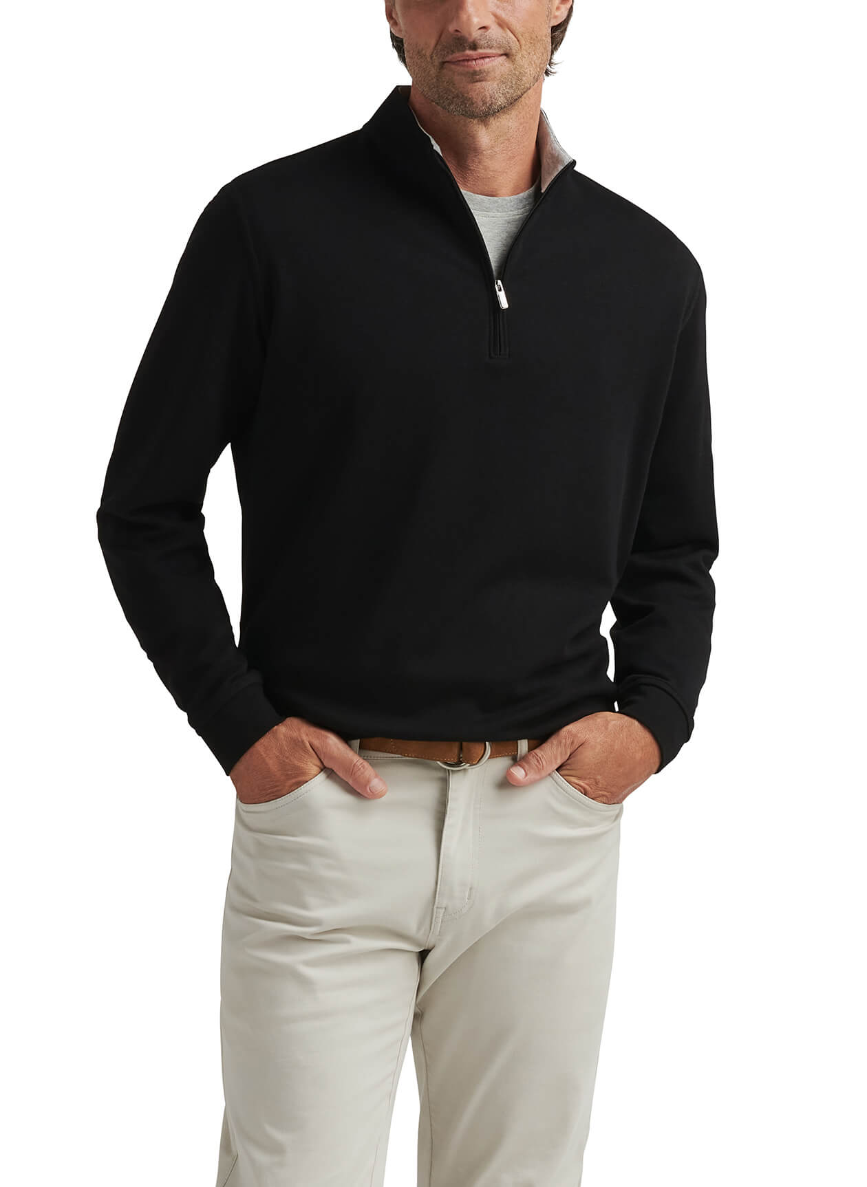 Peter Millar Men's Crown Comfort Quarter-Zip - Black - MD