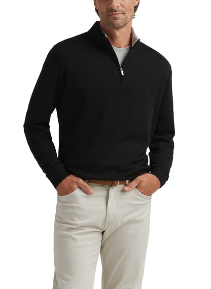Peter Millar Men's Crown Comfort Quarter-Zip - Black - MD