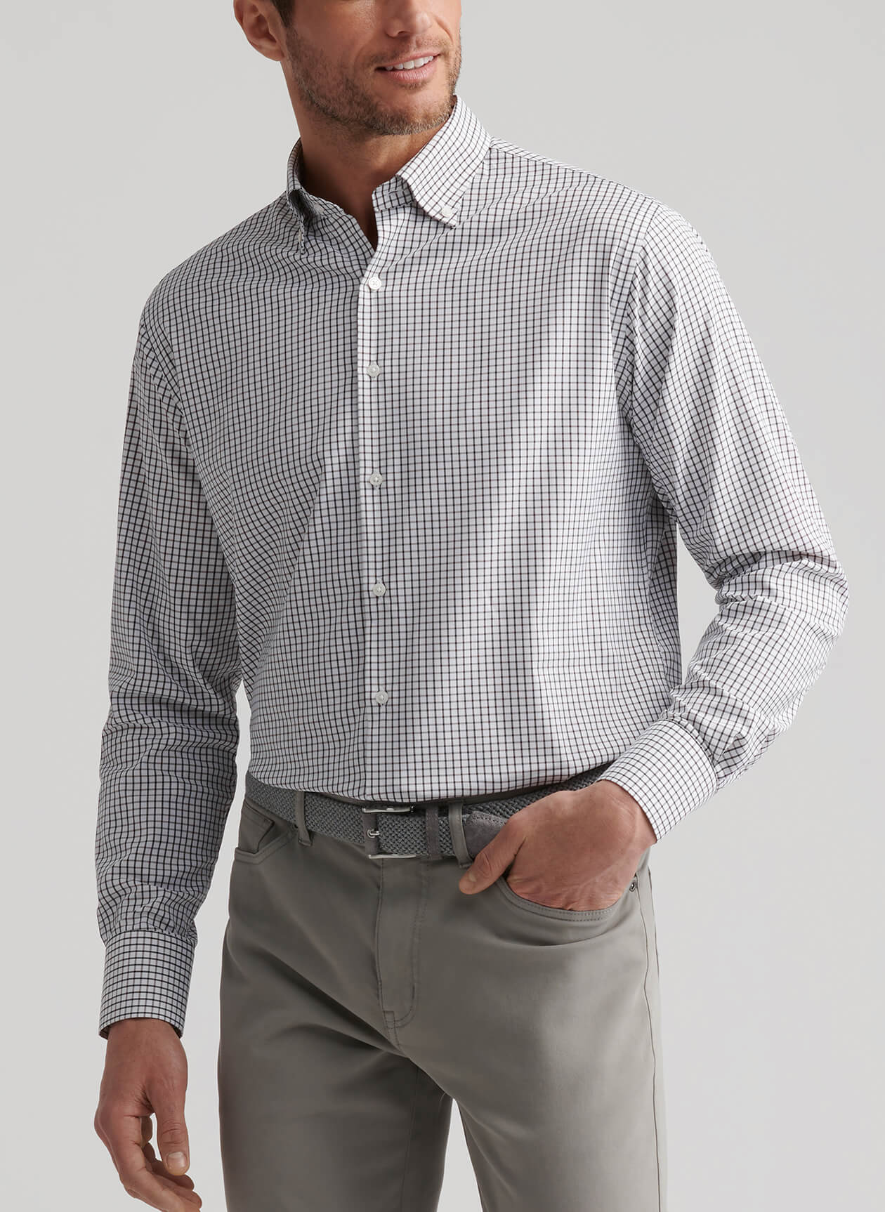 Peter Millar Men's Hanford Performance Twill Sport Shirt FW25 - Black - MD