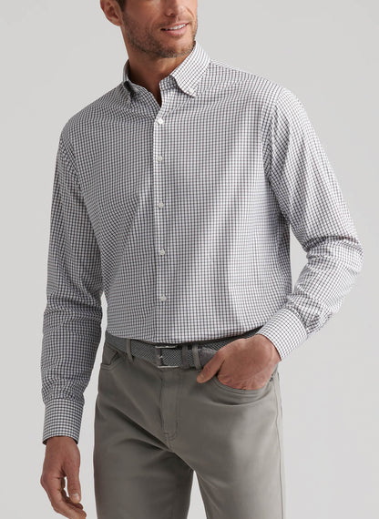 Peter Millar Men's Hanford Performance Twill Sport Shirt FW25 - Black - MD