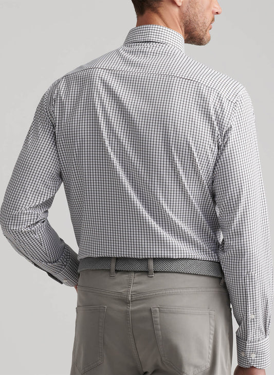 Peter Millar Men's Hanford Performance Twill Sport Shirt FW25 - Black - LG