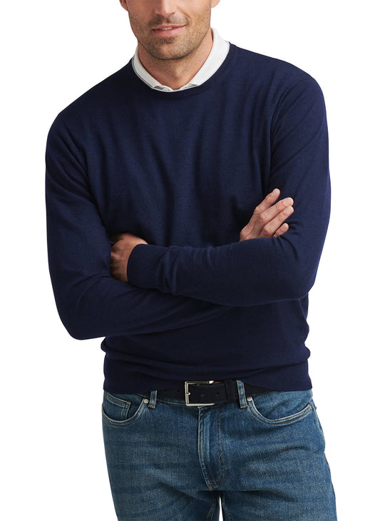 Peter Millar Men's Excursionist Flex Crew-Neck Sweater - Navy - MD