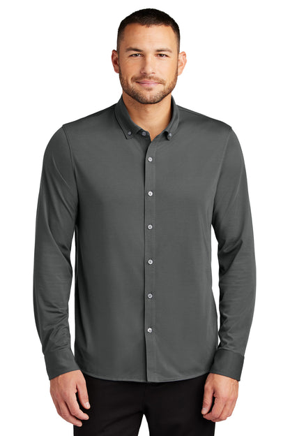 Front View of AnchorGrey Mercer+Mettle Stretch Jersey Long Sleeve Shirt MM1018  - XS