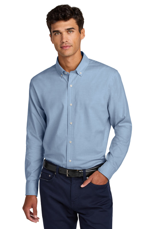 Front View of Cobalt Mercer+Mettle Long Sleeve Modern Oxford Shirt MM2002  - XS