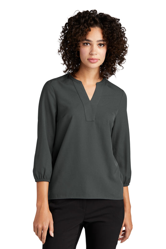 Front View of AnchorGrey Mercer+Mettle Women's Stretch Crepe 3/4-Sleeve Blouse MM2011  - XS