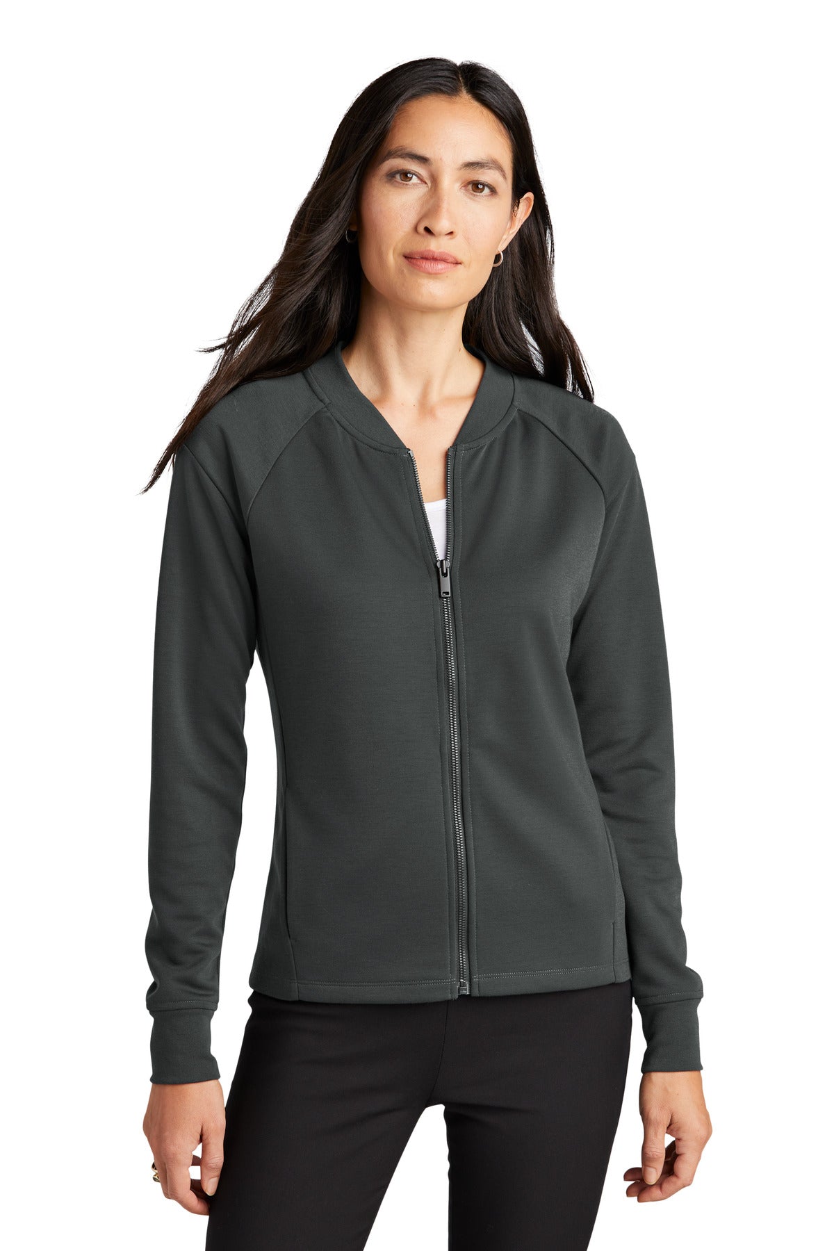 Front View of AnchorGrey Mercer+Mettle Women's Double-Knit Bomber MM3001  - XS