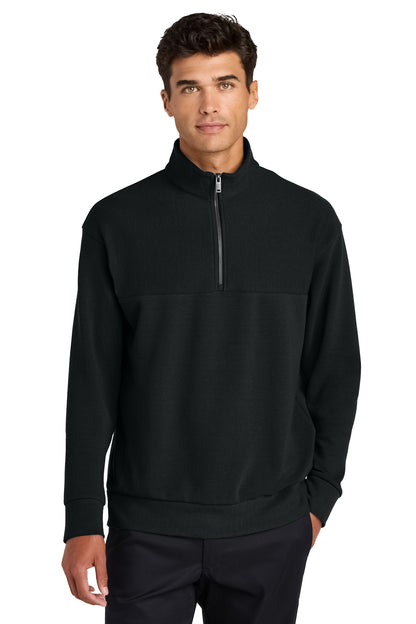 Front View of DeepBlack Mercer+Mettle Linear Texture 1/4-Zip MM3040  - XS