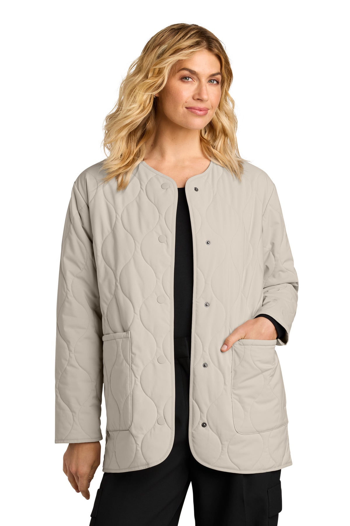 Front View of Almond Mercer+Mettle Women's Quilted Liner Jacket MM7203  - XS