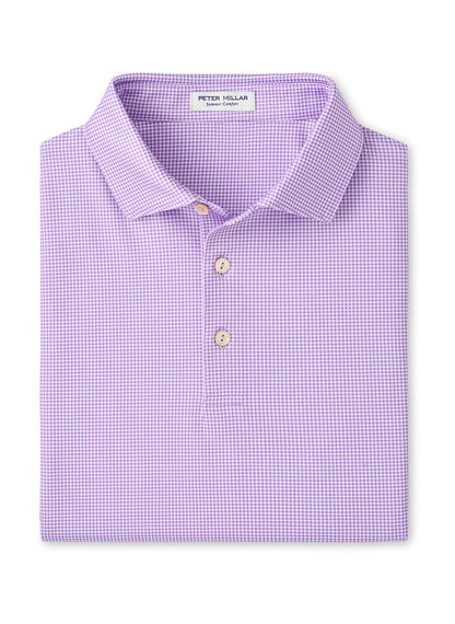 Peter Millar Men's Gingham Performance Jersey Polo SP26 - Cottage Blue - MD