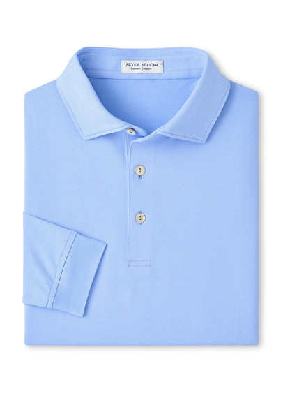 Peter Millar Men's Holden Long-Sleeve Performance Jersey Polo - Bluebird - SM