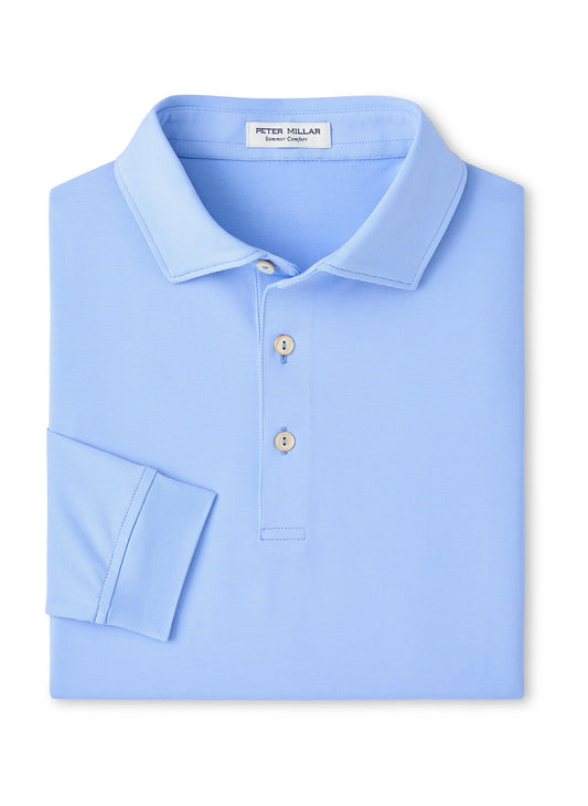 Peter Millar Men's Holden Long-Sleeve Performance Jersey Polo - Bluebird - SM