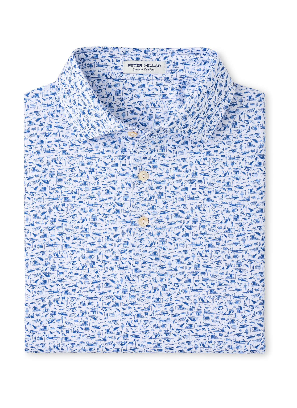 Peter Millar Men's Coastline Performance Jersey Polo - White - SM