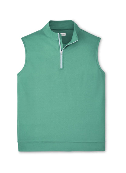 Peter Millar Men's Galway Melange Performance Quarter-Zip Vest S26 - Snow Pea - SM
