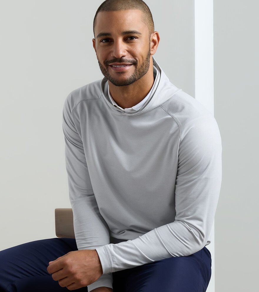 Peter Millar Men's Pine Houndstooth Performance Hoodie