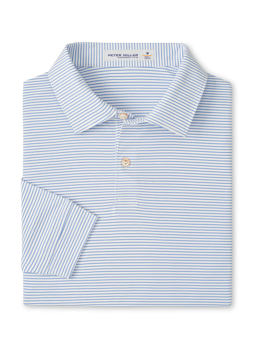 Peter Millar Men's Featherweight Stripe Long-Sleeve Performance Polo - Seaflower - MD