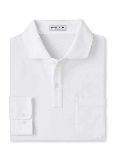 Peter Millar Men's Everyday Pique Long Sleeve Polo - Atlantic Blue - LG