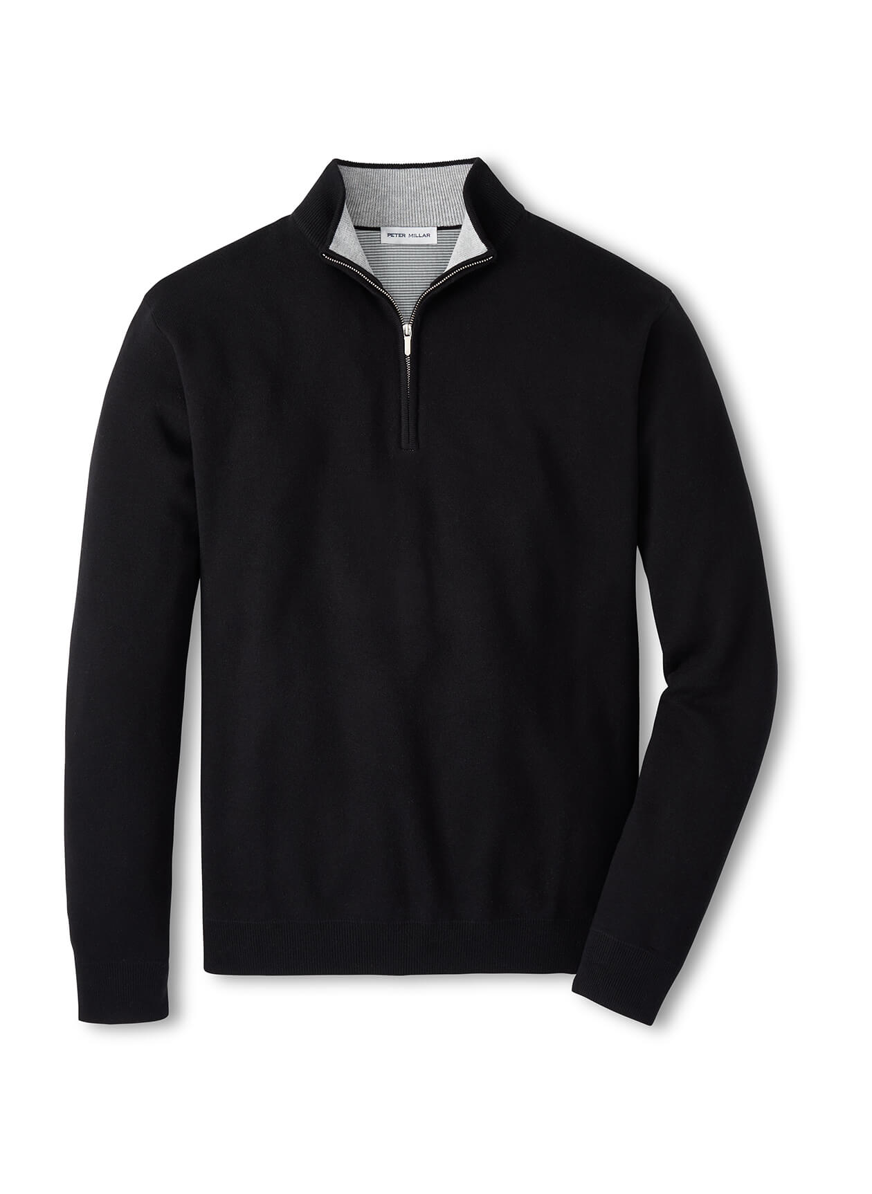 Peter Millar Men's Coolspun Lite Cotton Quarter-Zip Sweater - Black - SM