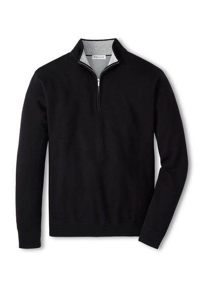 Peter Millar Men's Coolspun Lite Cotton Quarter-Zip Sweater - Black - SM
