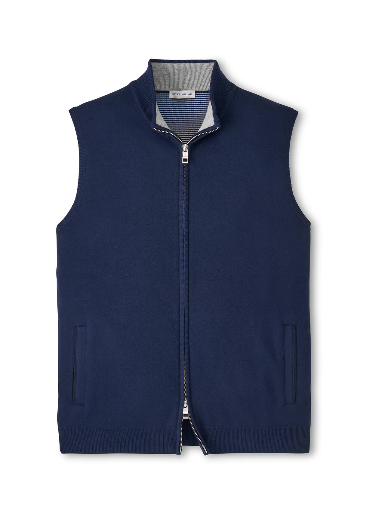 Peter Millar Men's Coolspun Lite Full Zip Sweater Vest - British Grey - MD