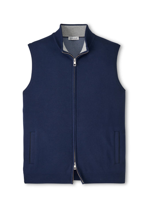 Peter Millar Men's Coolspun Lite Full Zip Sweater Vest - British Grey - MD