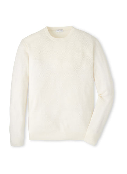 Peter Millar Men's Crosswinds Textured Crewneck Sweater - Ivory - SM
