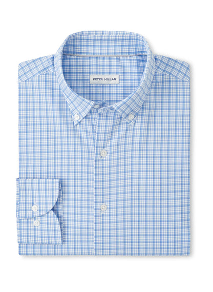 Peter Millar Men's Calvin Crown Lite Cotton-Stretch Sport Shirt - Cottage Blue - SM