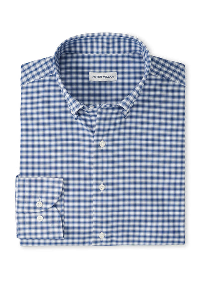 Peter Millar Men's Lewis Performance Twill Sport Shirt - Cloudy Blue - XL