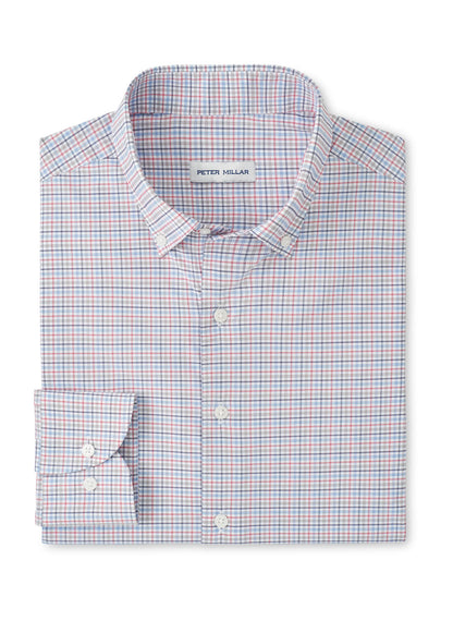 Peter Millar Men's Casey Performance Twill Sport Shirt - Navy - SM