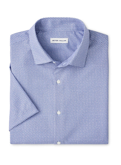 Peter Millar Men's Patton Performance Poplin Sport Shirt - Cottage Blue - SM