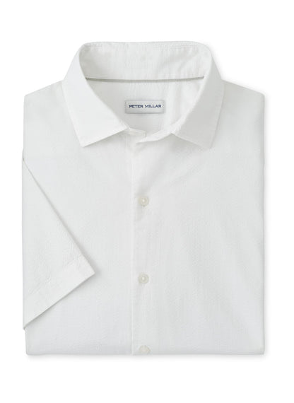 Peter Millar Men's Seaward Cotton Lyocell Sport Shirt - White - SM