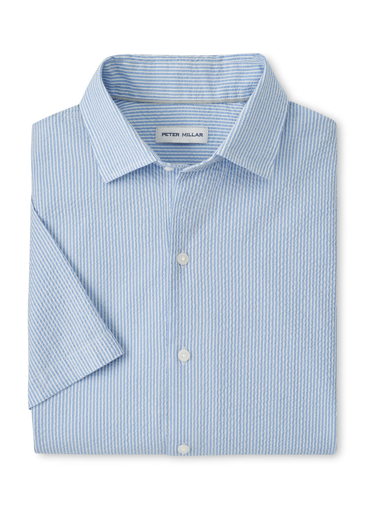 Peter Millar Men's Coastal Stripe Cotton Lyocell Sport Shirt - Bluebird - SM