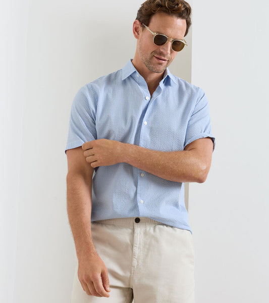 Peter Millar Men's Coastal Stripe Cotton Lyocell Sport Shirt