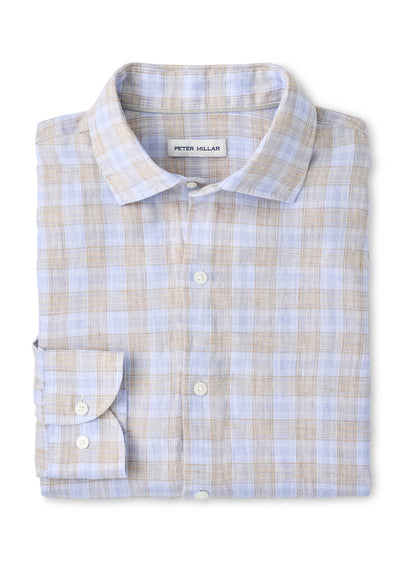 Peter Millar Men's Milo Linen Sport Shirt - Cloudy Blue - SM