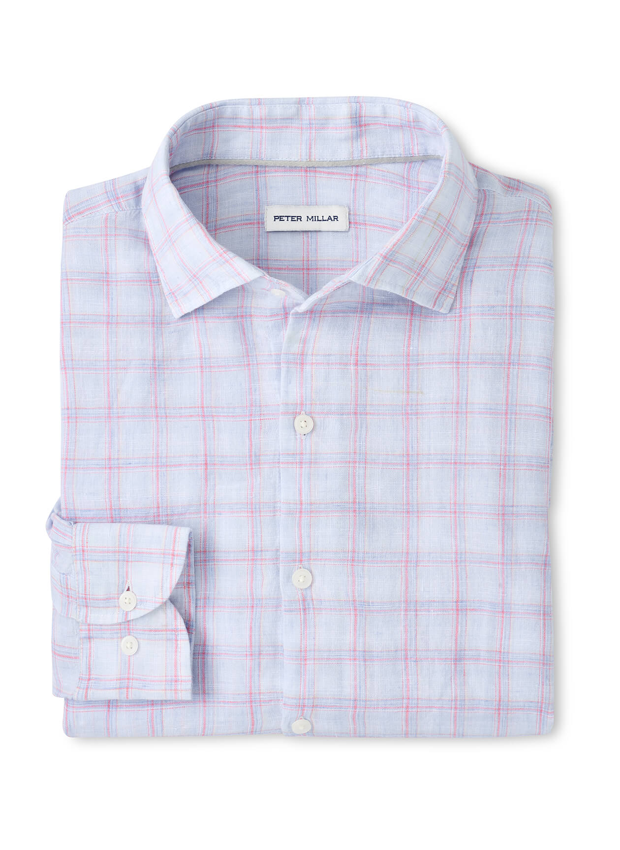 Peter Millar Men's Frisbee Linen Sport Shirt - Stream Blue - SM