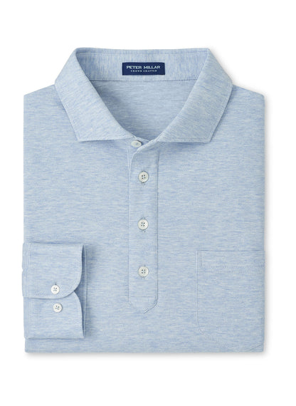 Peter Millar Men's Landon Long-Sleeve Polo - Blue Frost - SM