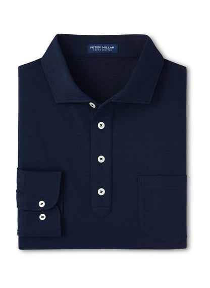 Peter Millar Men's Landon Long-Sleeve Polo - Blue Frost - MD