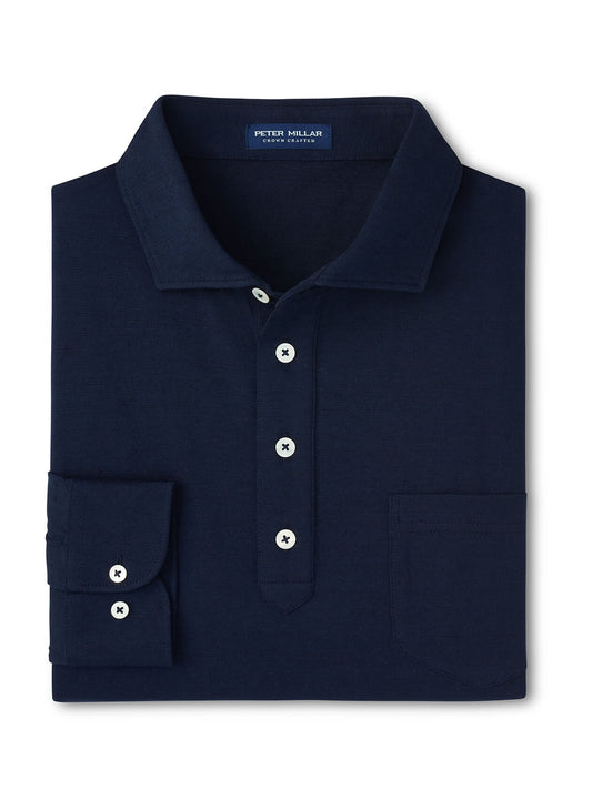 Peter Millar Men's Landon Long-Sleeve Polo - Blue Frost - MD