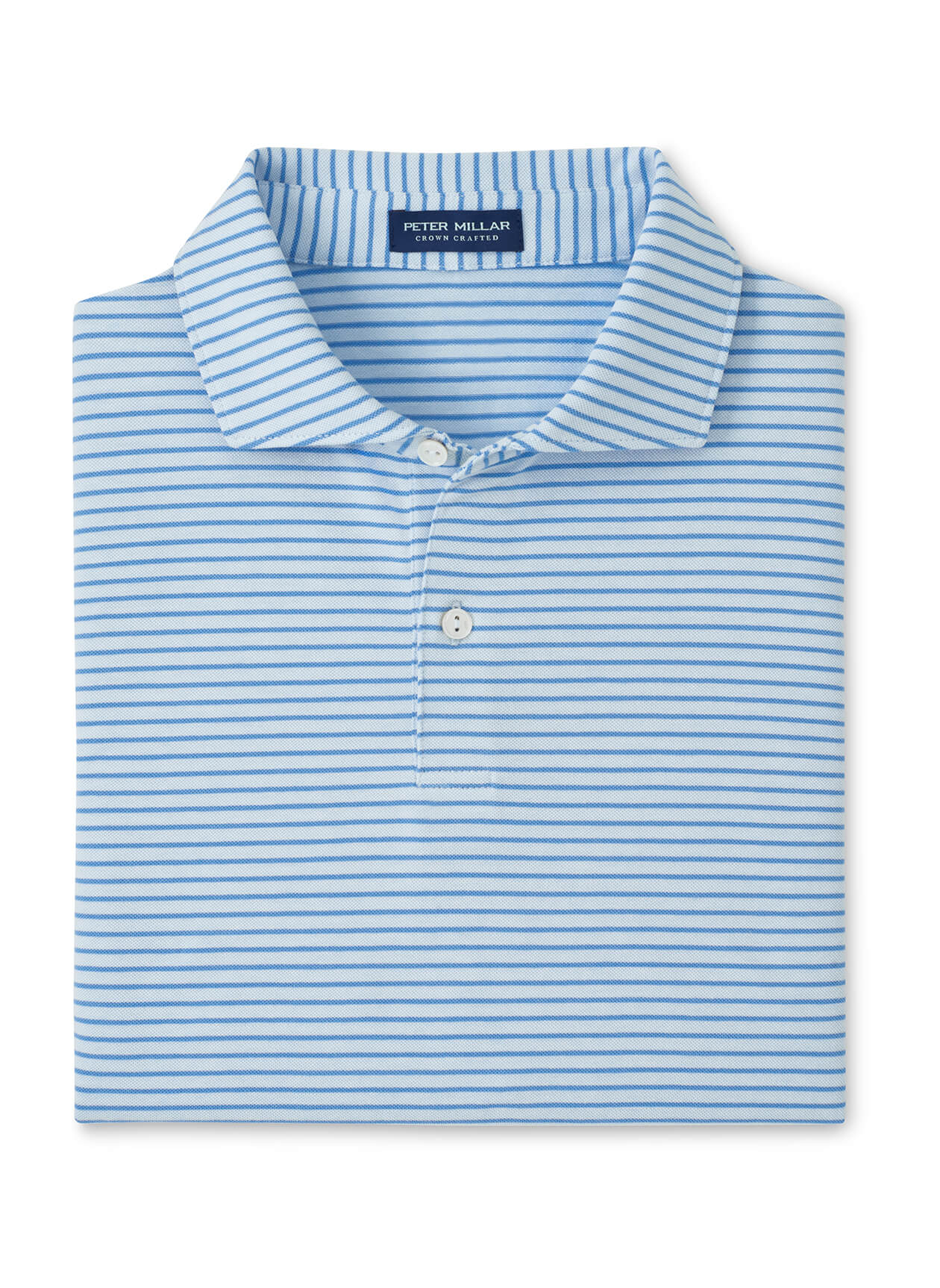Peter Millar Men's Albatross Stripe Cotton-Blend Pique Polo - Blue Brisk - SM