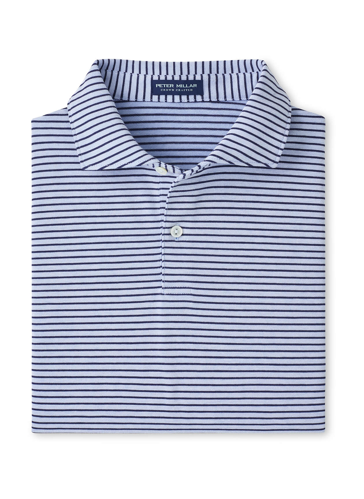 Peter Millar Men's Albatross Stripe Cotton-Blend Pique Polo - Blue Brisk - MD
