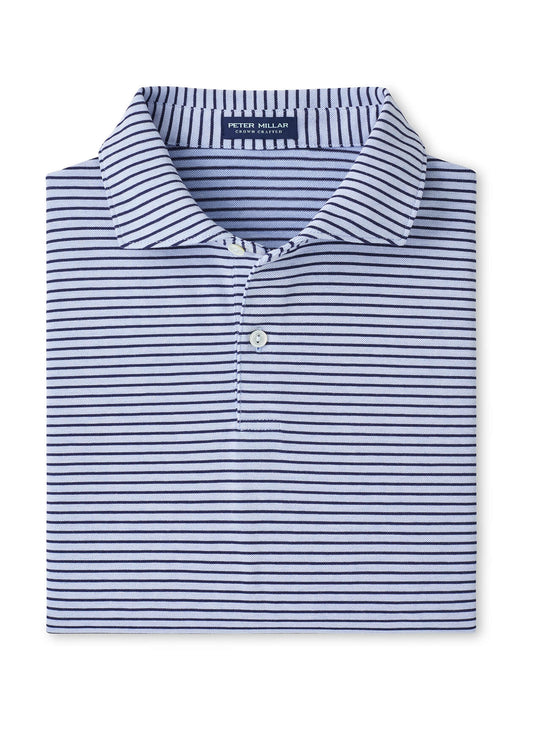 Peter Millar Men's Albatross Stripe Cotton-Blend Pique Polo - Blue Brisk - MD