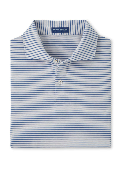 Peter Millar Men's Albatross Stripe Cotton-Blend Pique Polo - Blue Brisk - XL