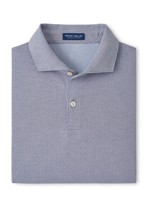 Peter Millar Men's Albatross Diamond Cotton-Blend Pique Polo - Dusk Blue - MD