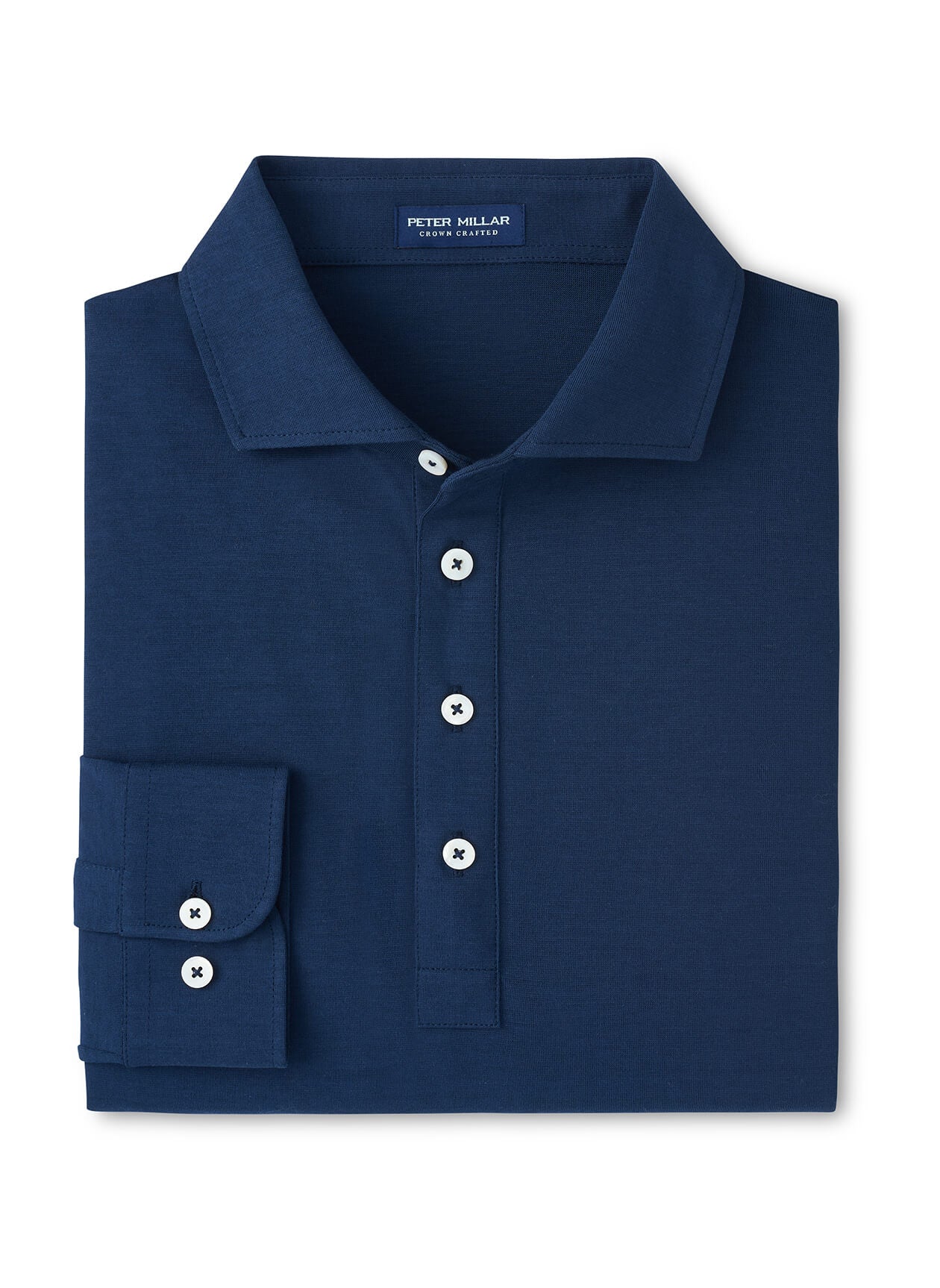 Peter Millar Men's Cool Cotton Long-Sleeve Polo - Navy - SM