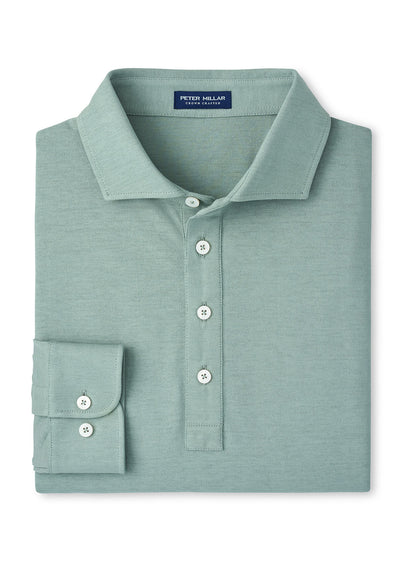 Peter Millar Men's Cool Cotton Long-Sleeve Polo - Navy - MD