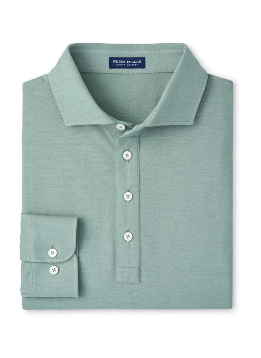 Peter Millar Men's Cool Cotton Long-Sleeve Polo - Navy - MD