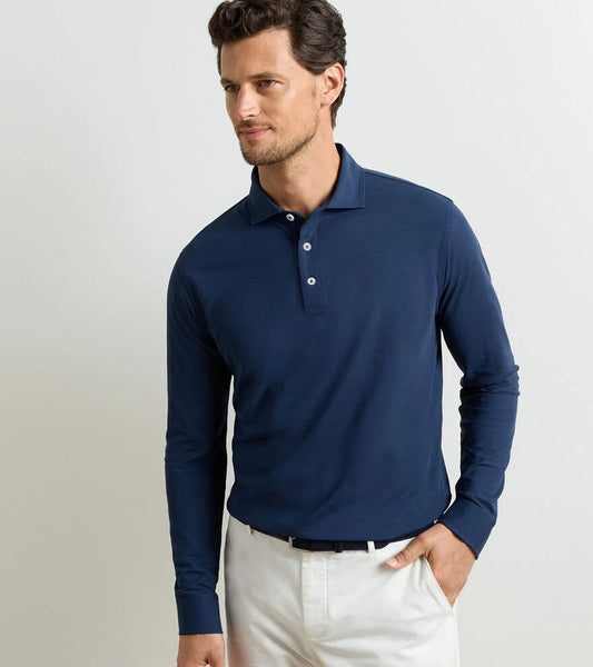 Peter Millar Men's Cool Cotton Long-Sleeve Polo
